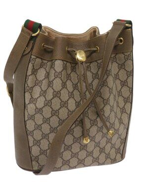GUCCI GG Supreme Web Sherry Line Shoulder Bag PVC Beige 41 02 034 Auth ep3406